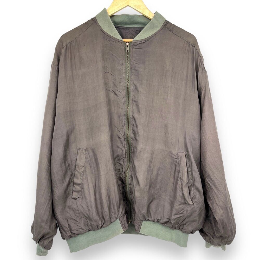 Cezar Color Block Green Silk Jacket Men Sz Medium Full Zip